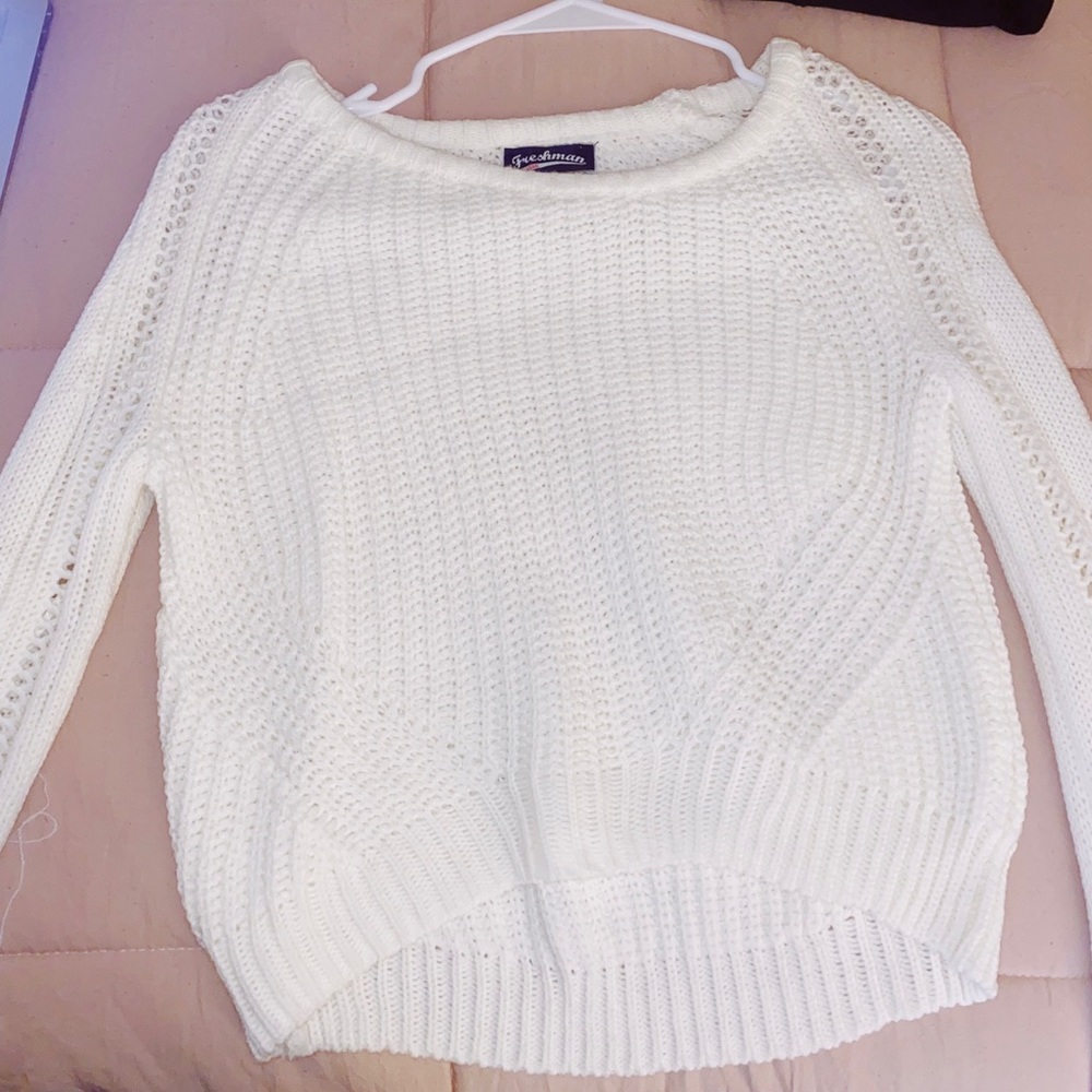 white sweater